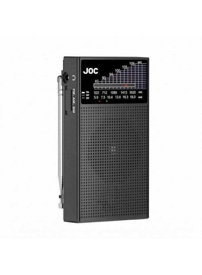 Multiband Portable AM -FM and  SW Radio Compact Mini Retro Radio Built-in Speaker, Black