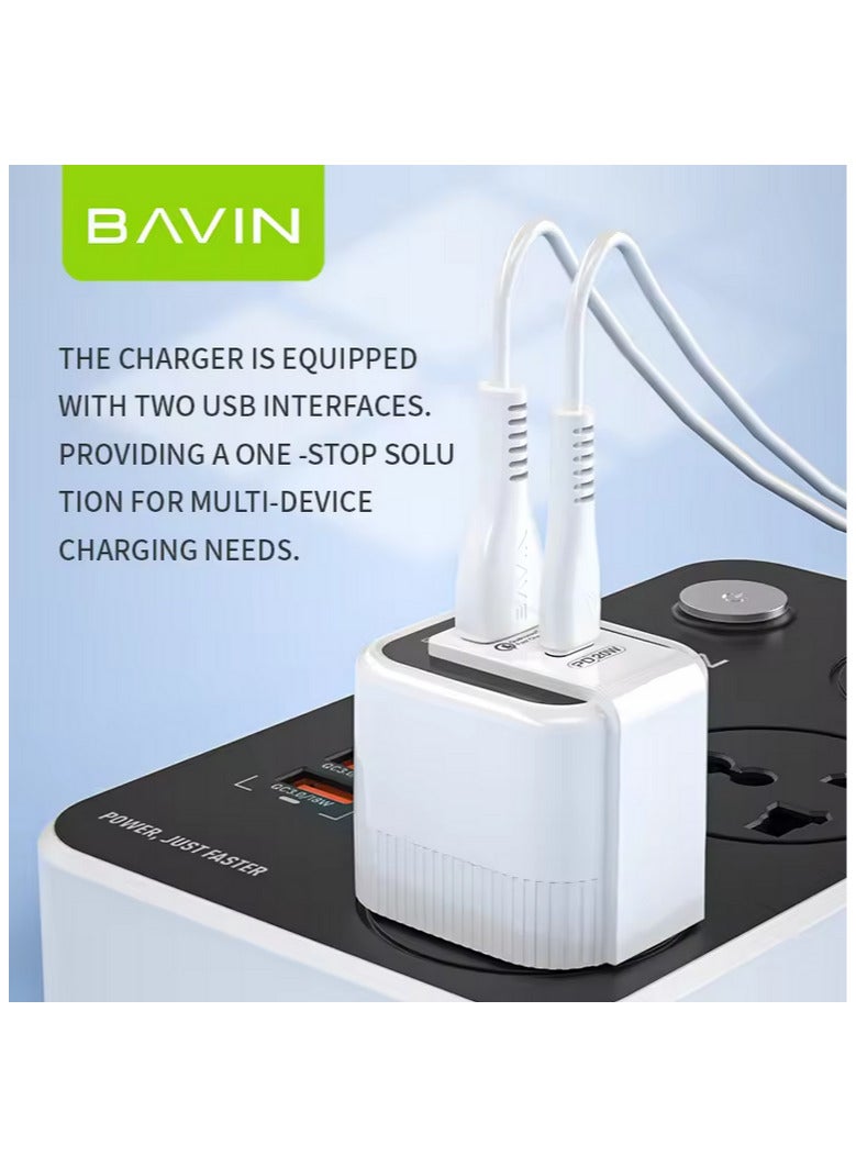 Bavin PC352E Ultra Fast Charging 18W Type C and USB charger in addition to the Type C charging cable for iPhone
